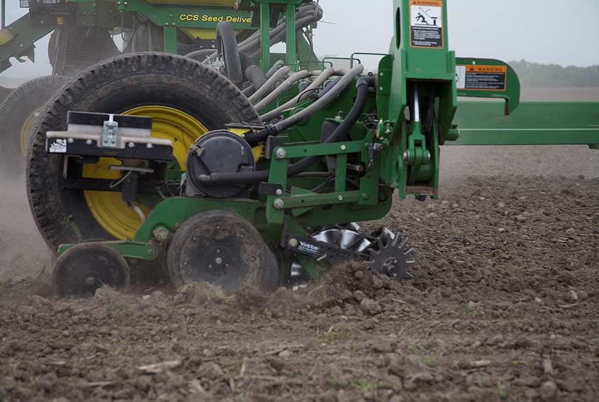 Photo - Check your planter for its levelness. If the planter is running downhill, it may require adjusting the hitch position.
