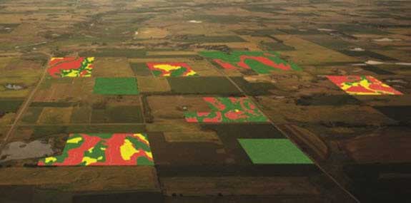 Photo - Arial photo of fields with VRS maps superimposed.