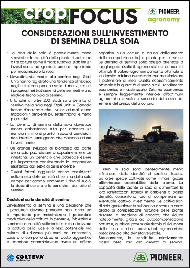 Anteprima dell'articolo sulla semina della soia