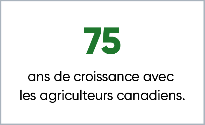 75 ans de croissance avec les agriculteurs canadiens.