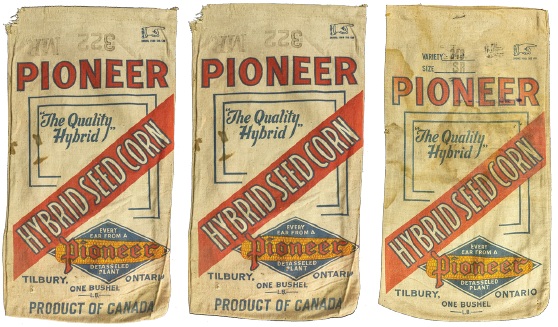 Seed corn bags - design from Pioneer Canada from the 1940s