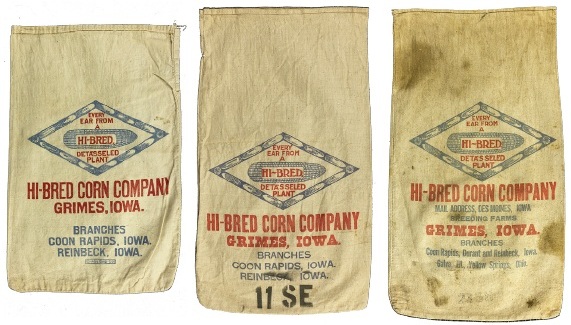 Early 1930's Pioneer seed corn bags - osnaburg fabric