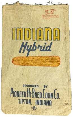 Indiana hybrid corn seed bag - in 1936 Flora Indiana was established as a Pioneer parent-seed production site