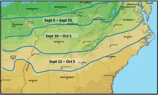 Map - NE US - recommended planting windows for winter canola