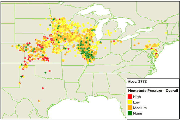 Map - Overall nematode pressure - east-central U.S.