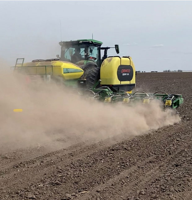 Photo - crop planting operation - deep furrows made for catching points of blowing residue.