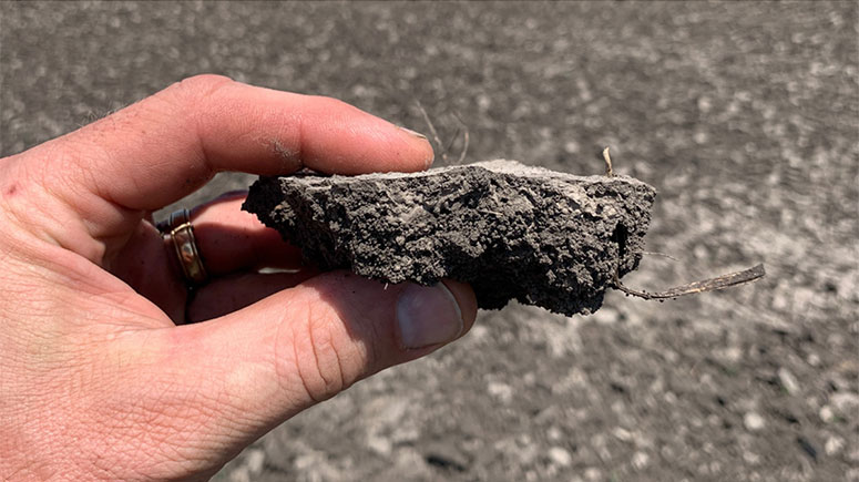 Photo - Soil clod - result of dry soil conditions