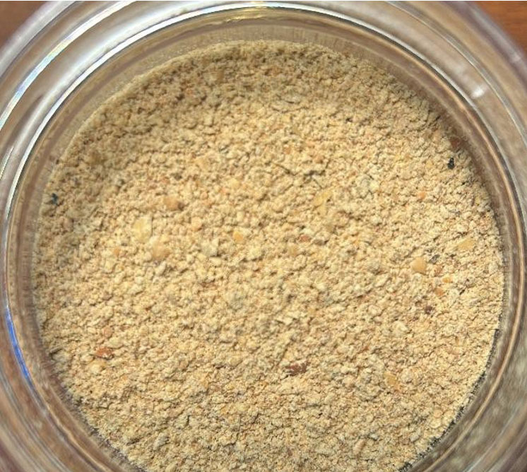 Mean particle size - 594 micrometer - full-fat soybean meal sample Mean particle size - 594 micrometer - full-fat soybean meal sample