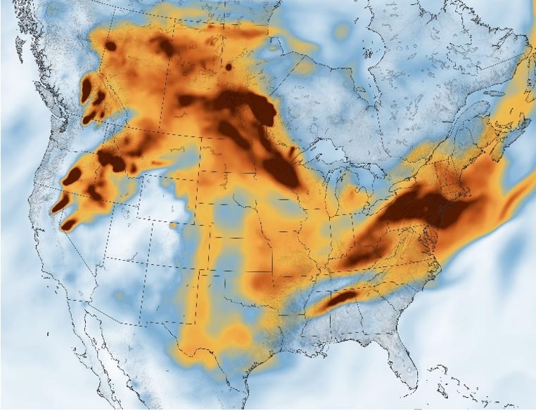 Photo - smoke concentration from wildfires.