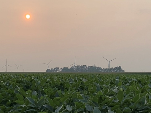Smoky sunset in central Iowa - July 31 - 2021