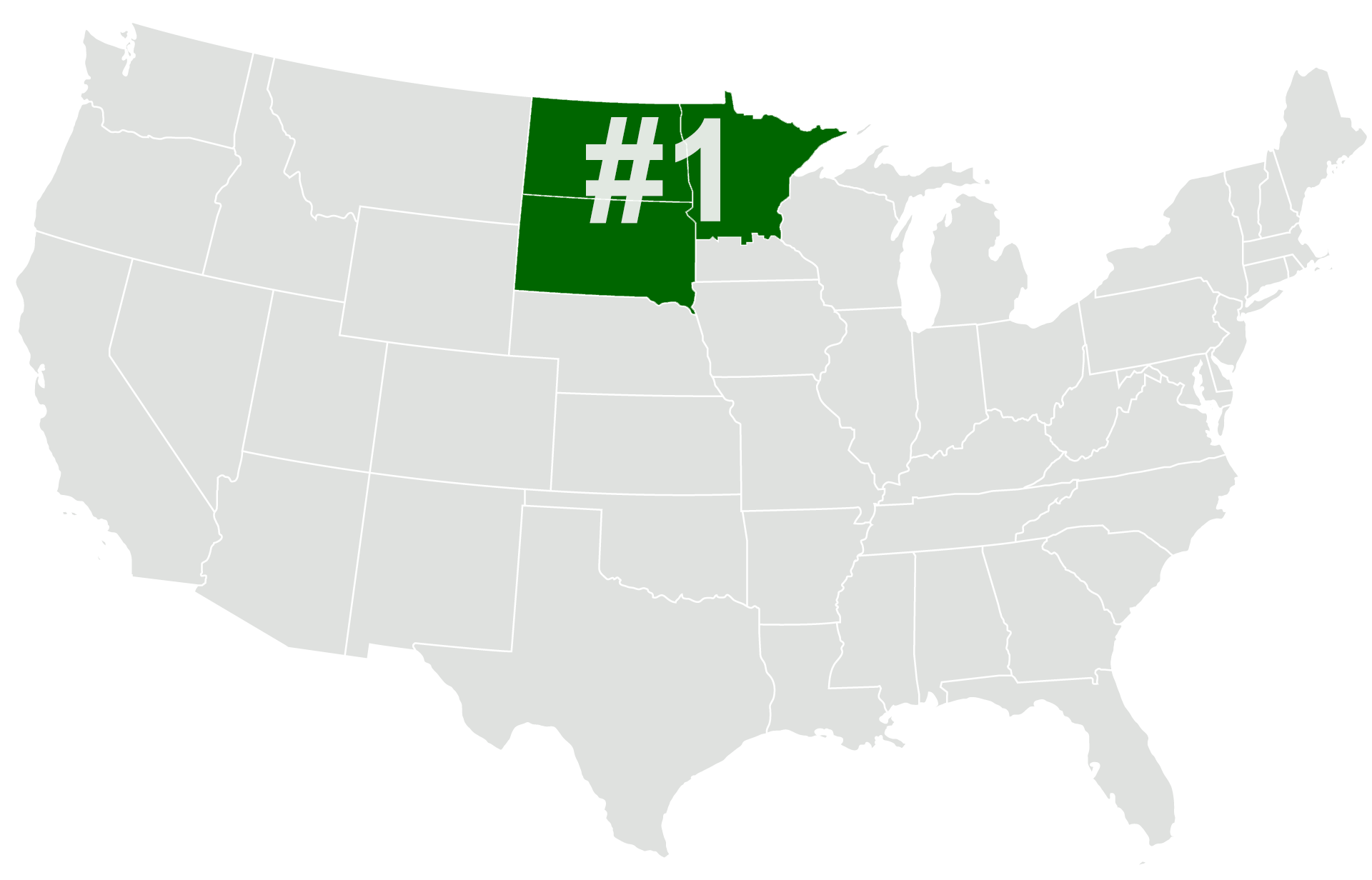 Regional map highlighting North Dakota - South Dakota and part of Minnesota
